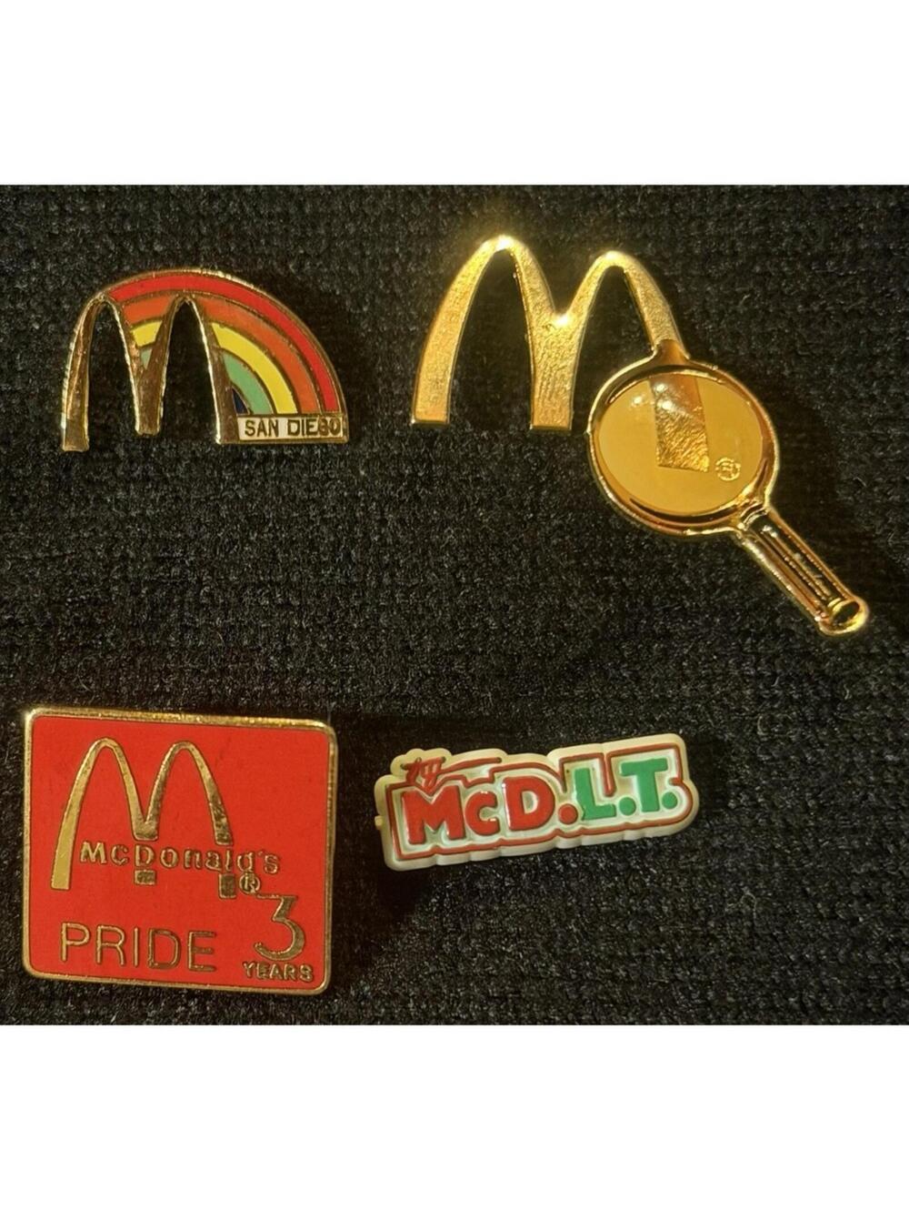 🍟 RARE Vintage McDonald's McDLT & Pride Pins Set of 3 Employee Promo 🍟